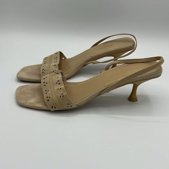 Colin Stuart Suede Tan Suede Kitten Sling back Heels Size 6.5 B19A - Picture 2 of 7